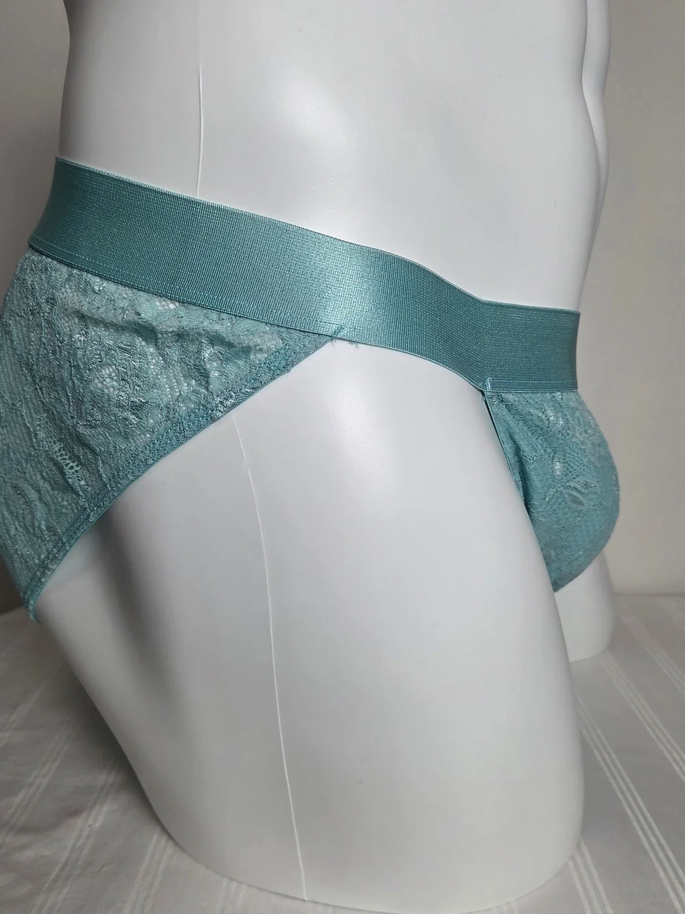 Cosabella Men's Light Teal Briefs with Lace Trim